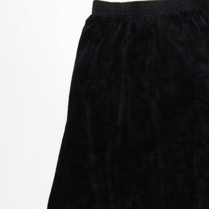 Damart Women’s Black Size 16 A-Line Long Velvet Skirt Elastic Waist