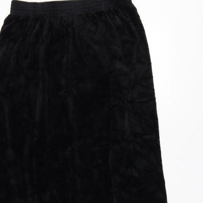 Damart Women’s Black Size 16 A-Line Long Velvet Skirt Elastic Waist