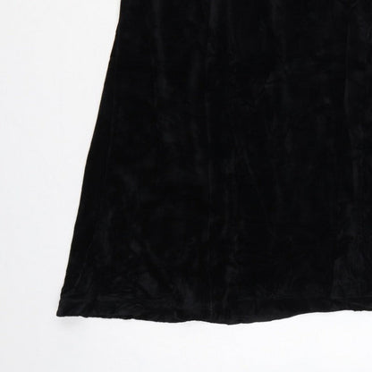 Damart Women’s Black Size 16 A-Line Long Velvet Skirt Elastic Waist