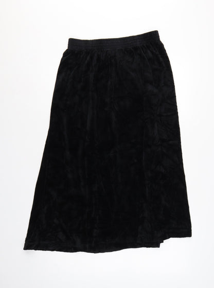 Damart Women’s Black Size 16 A-Line Long Velvet Skirt Elastic Waist