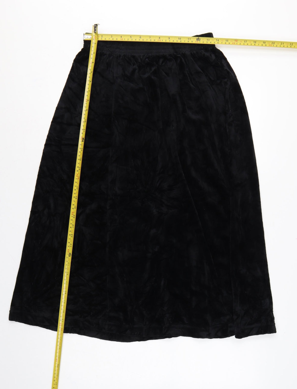 Damart Women’s Black Size 16 A-Line Long Velvet Skirt Elastic Waist