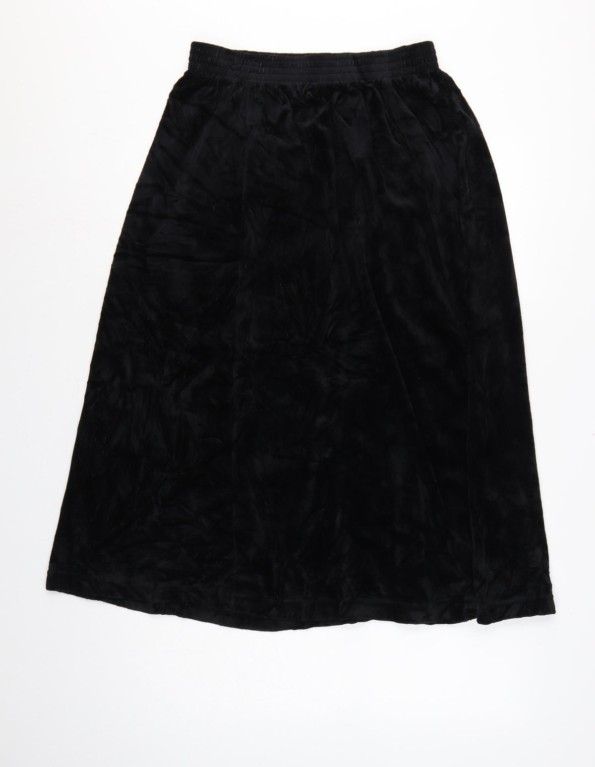 Damart Women’s Black Size 16 A-Line Long Velvet Skirt Elastic Waist