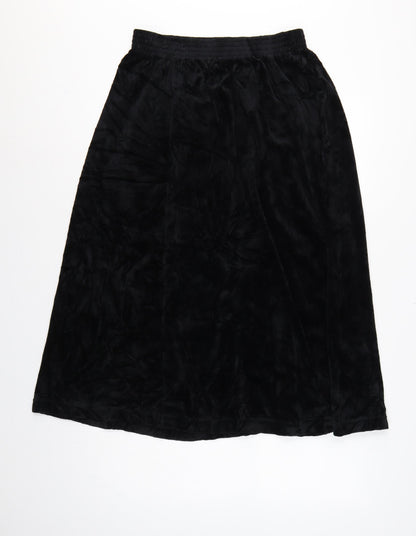 Damart Women’s Black Size 16 A-Line Long Velvet Skirt Elastic Waist