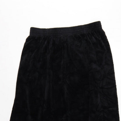 Damart Women’s Black Size 16 A-Line Long Velvet Skirt Elastic Waist