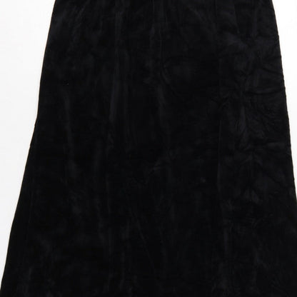 Damart Women’s Black Size 16 A-Line Long Velvet Skirt Elastic Waist