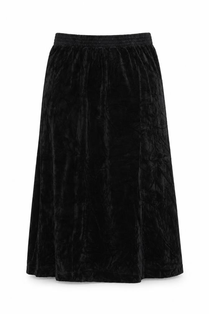 Damart Women’s Black Size 16 A-Line Long Velvet Skirt Elastic Waist