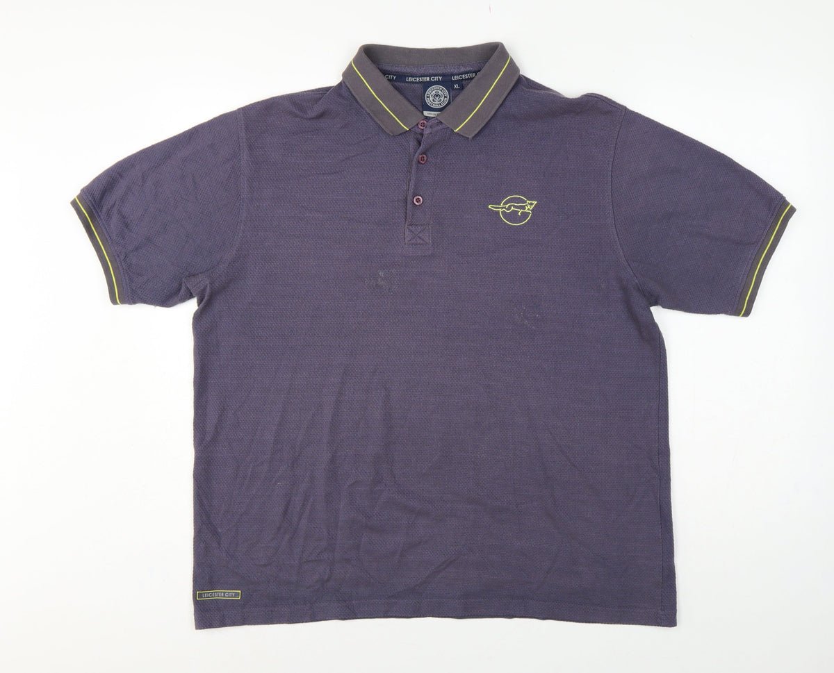 Leicester City Men’s Grey XL Football Polo Shirt Embroidered Logo