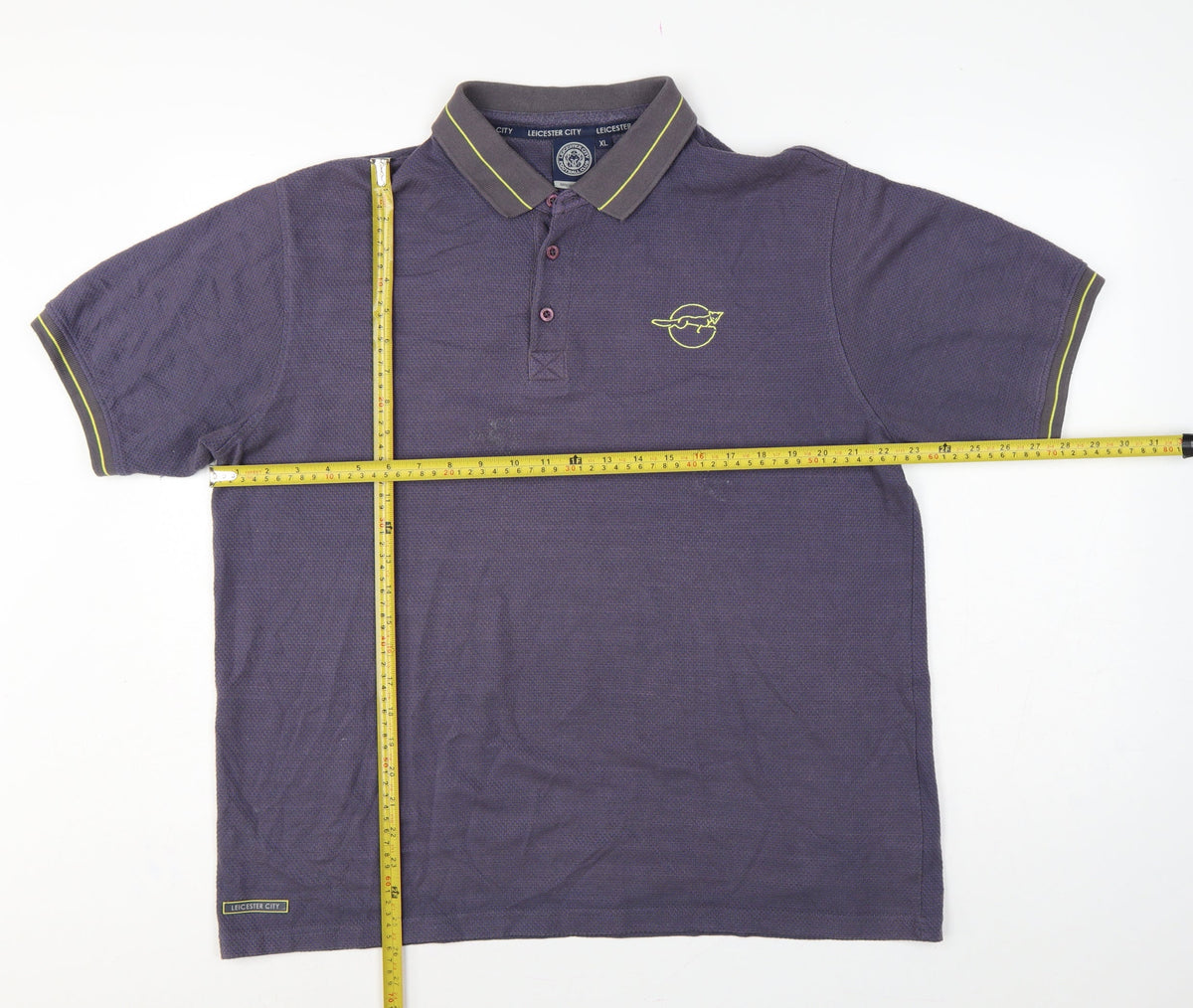 Leicester City Men’s Grey XL Football Polo Shirt Embroidered Logo