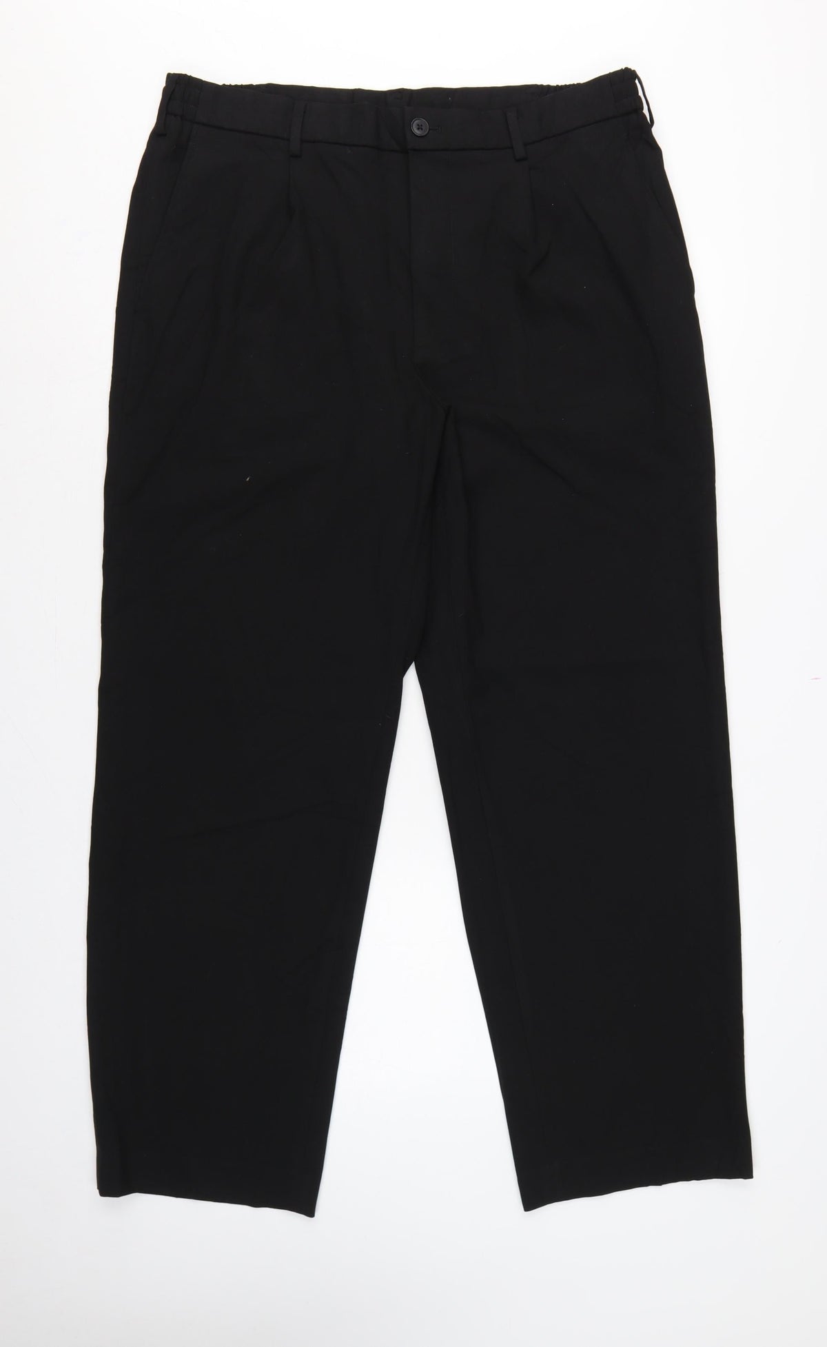 Uniqlo Women Black XL Tapered Dress Trousers Elastic Waist Pockets