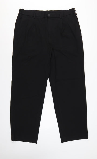 Uniqlo Women Black XL Tapered Dress Trousers Elastic Waist Pockets