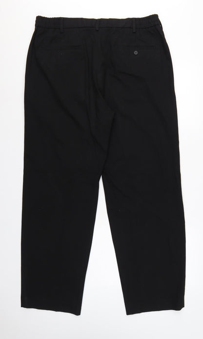 Uniqlo Women Black XL Tapered Dress Trousers Elastic Waist Pockets