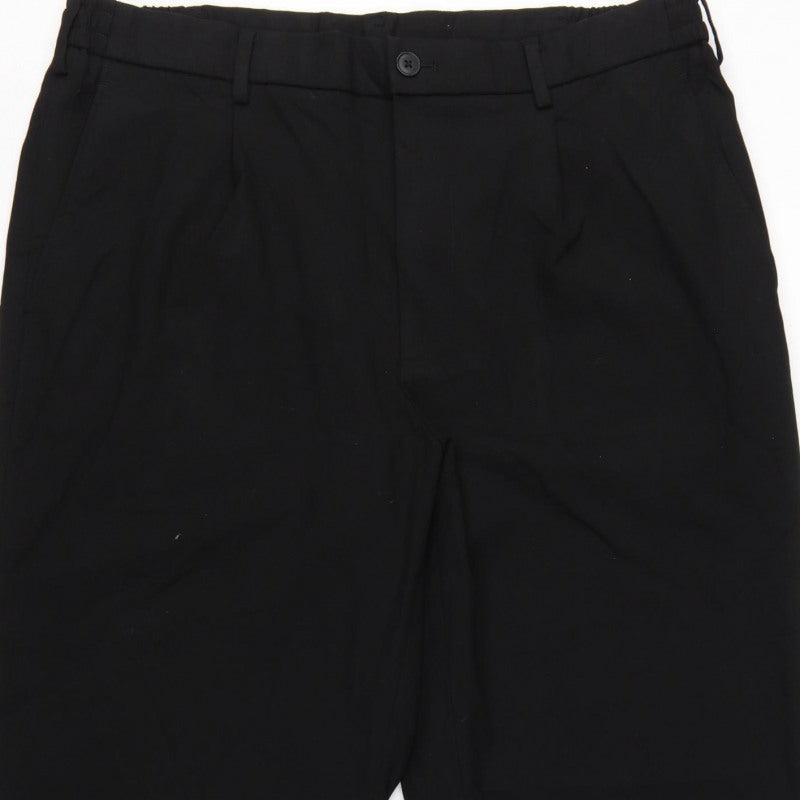 Uniqlo Women Black XL Tapered Dress Trousers Elastic Waist Pockets