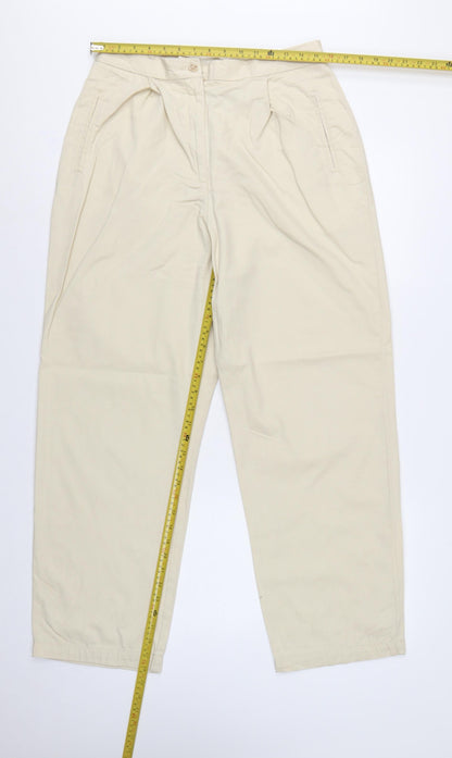 Liz Claiborne Women Beige Size 14 High Rise Cotton Trousers