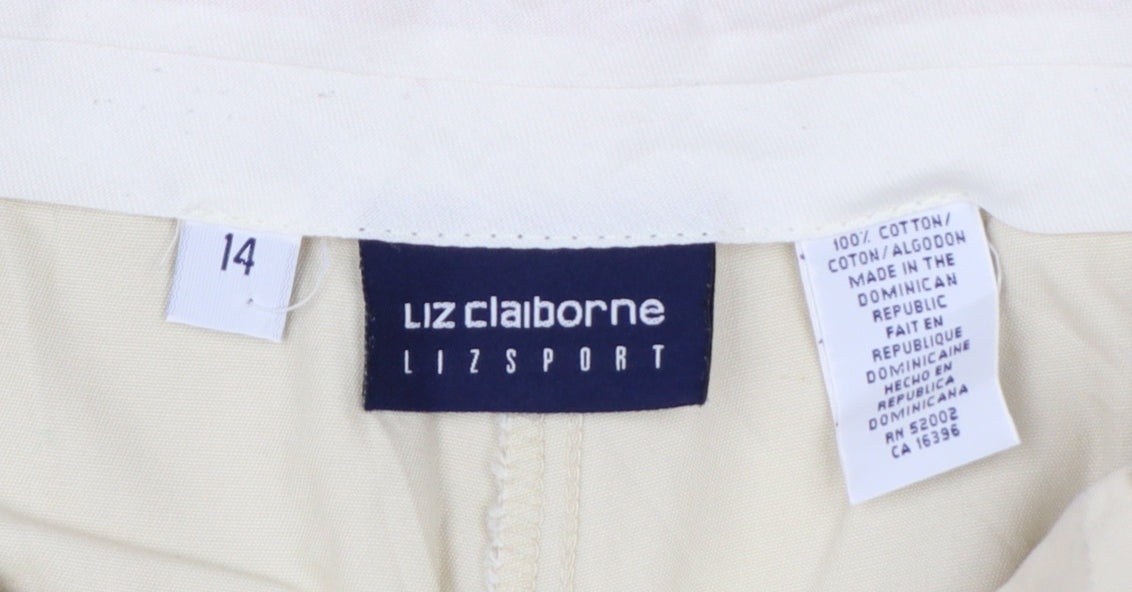 Liz Claiborne Women Beige Size 14 High Rise Cotton Trousers