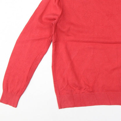 Eden Park Men’s Red Cotton Crew Neck Logo Pullover Jumper Size M