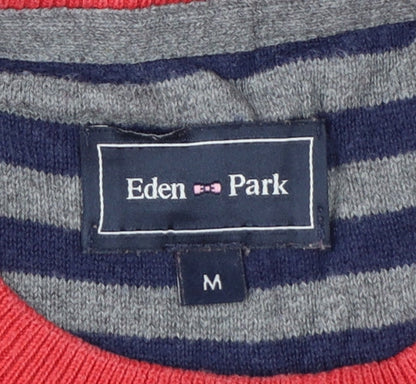 Eden Park Men’s Red Cotton Crew Neck Logo Pullover Jumper Size M