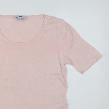 Peter Hahn Women's Pink UK 14 Supima Cotton Short Sleeve Scoop Neck Jumper