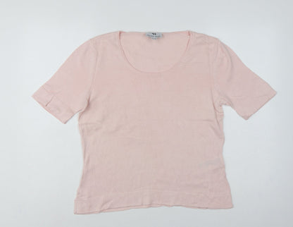 Peter Hahn Women's Pink UK 14 Supima Cotton Short Sleeve Scoop Neck Jumper