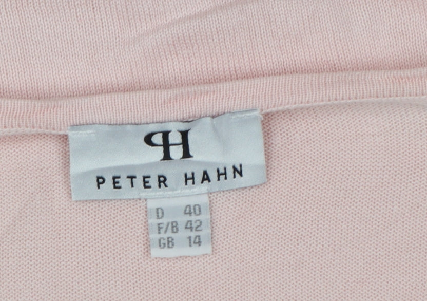 Peter Hahn Women's Pink UK 14 Supima Cotton Short Sleeve Scoop Neck Jumper