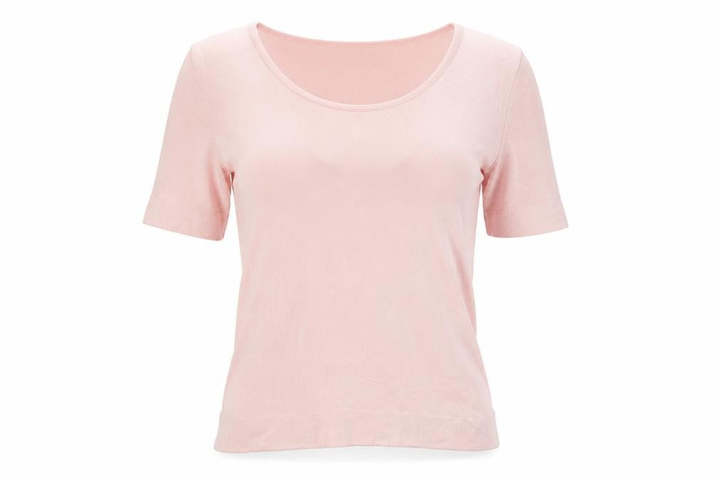 Peter Hahn Women's Pink UK 14 Supima Cotton Short Sleeve Scoop Neck Jumper