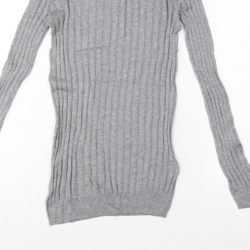 Gap Women’s Grey XS Ribbed Knit Slim Fit Long Sleeve Jumper