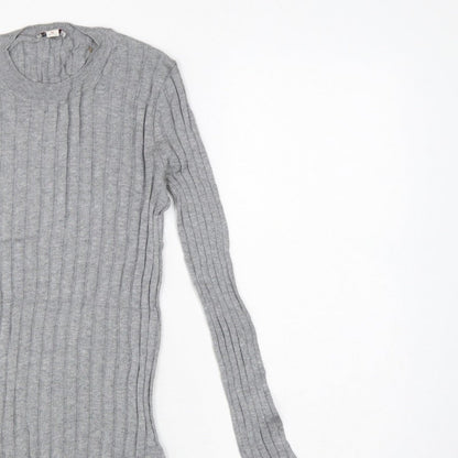Gap Women’s Grey XS Ribbed Knit Slim Fit Long Sleeve Jumper