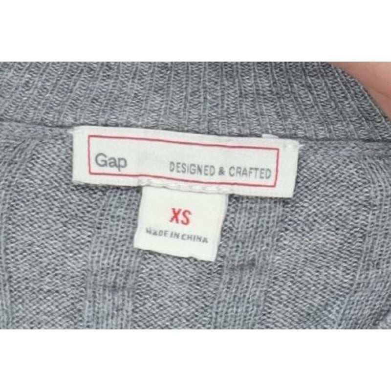 Gap Women’s Grey XS Ribbed Knit Slim Fit Long Sleeve Jumper