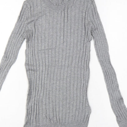 Gap Women’s Grey XS Ribbed Knit Slim Fit Long Sleeve Jumper