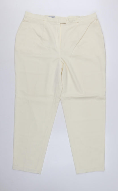 Basler Women Ivory UK 22 Tapered Dress Trousers Smart Workwear
