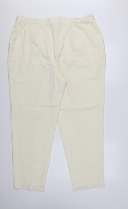 Basler Women Ivory UK 22 Tapered Dress Trousers Smart Workwear