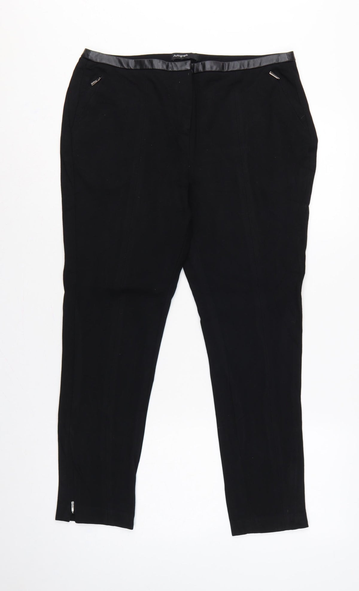 M&S Autograph Women Black UK 14 Slim Tapered Dress Trousers Zip