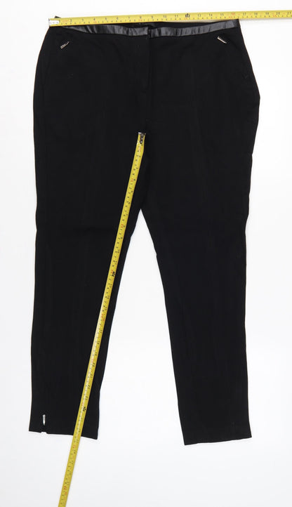 M&S Autograph Women Black UK 14 Slim Tapered Dress Trousers Zip