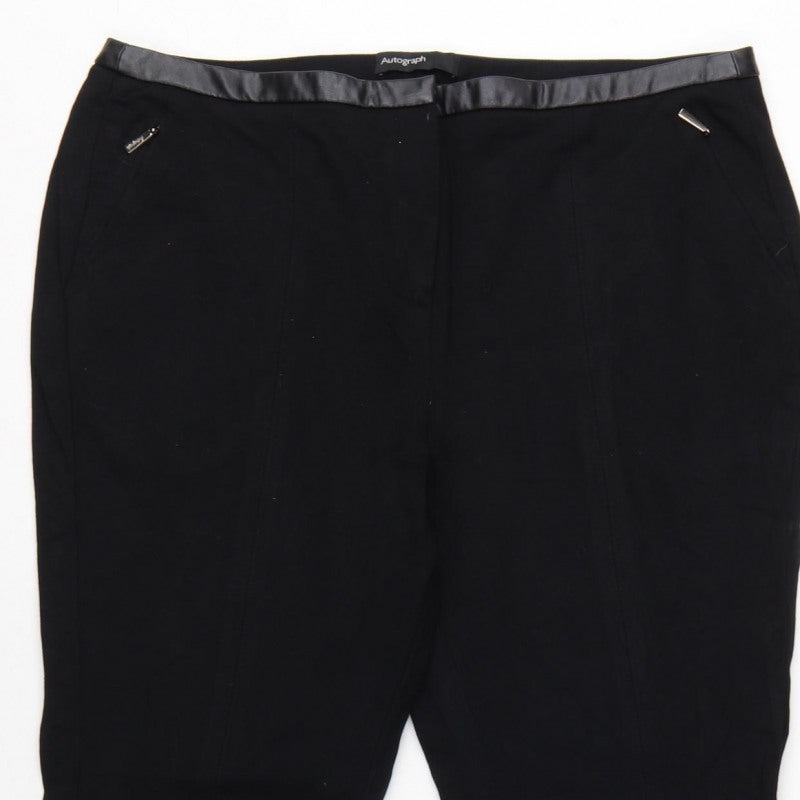 M&S Autograph Women Black UK 14 Slim Tapered Dress Trousers Zip