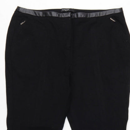 M&S Autograph Women Black UK 14 Slim Tapered Dress Trousers Zip