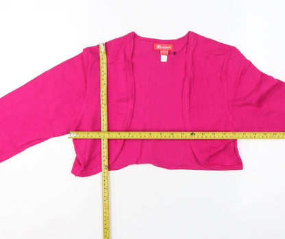 Monsoon Women Pink UK 16 Cropped Open Front Long Sleeve Knit Bolero