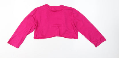 Monsoon Women Pink UK 16 Cropped Open Front Long Sleeve Knit Bolero