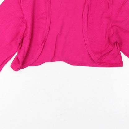 Monsoon Women Pink UK 16 Cropped Open Front Long Sleeve Knit Bolero