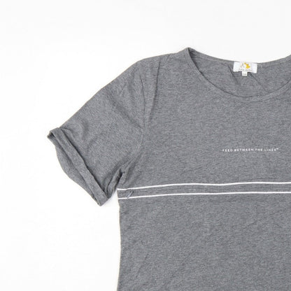 Juno Jack's Women Grey Size 18 Slogan Zip Detail Jersey T-Shirt