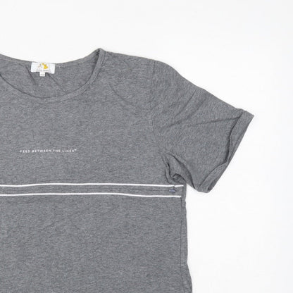 Juno Jack's Women Grey Size 18 Slogan Zip Detail Jersey T-Shirt