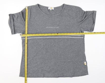 Juno Jack's Women Grey Size 18 Slogan Zip Detail Jersey T-Shirt