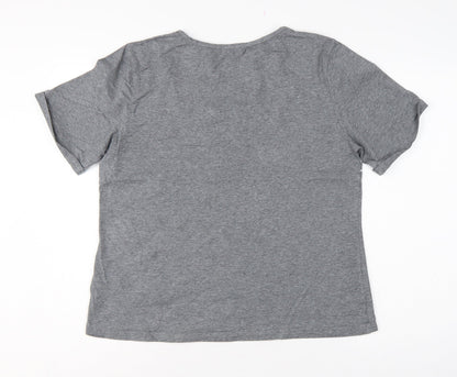 Juno Jack's Women Grey Size 18 Slogan Zip Detail Jersey T-Shirt