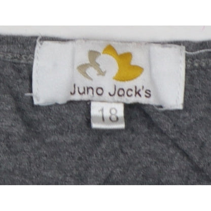 Juno Jack's Women Grey Size 18 Slogan Zip Detail Jersey T-Shirt