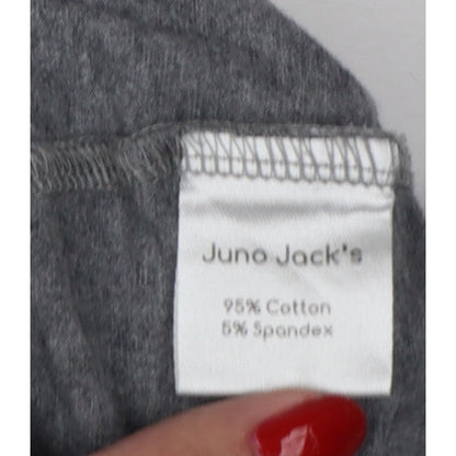 Juno Jack's Women Grey Size 18 Slogan Zip Detail Jersey T-Shirt