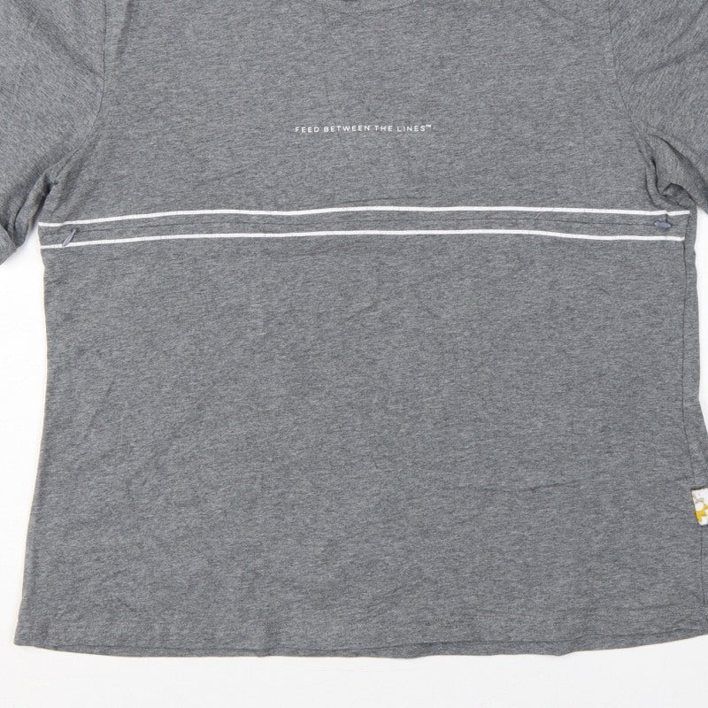 Juno Jack's Women Grey Size 18 Slogan Zip Detail Jersey T-Shirt