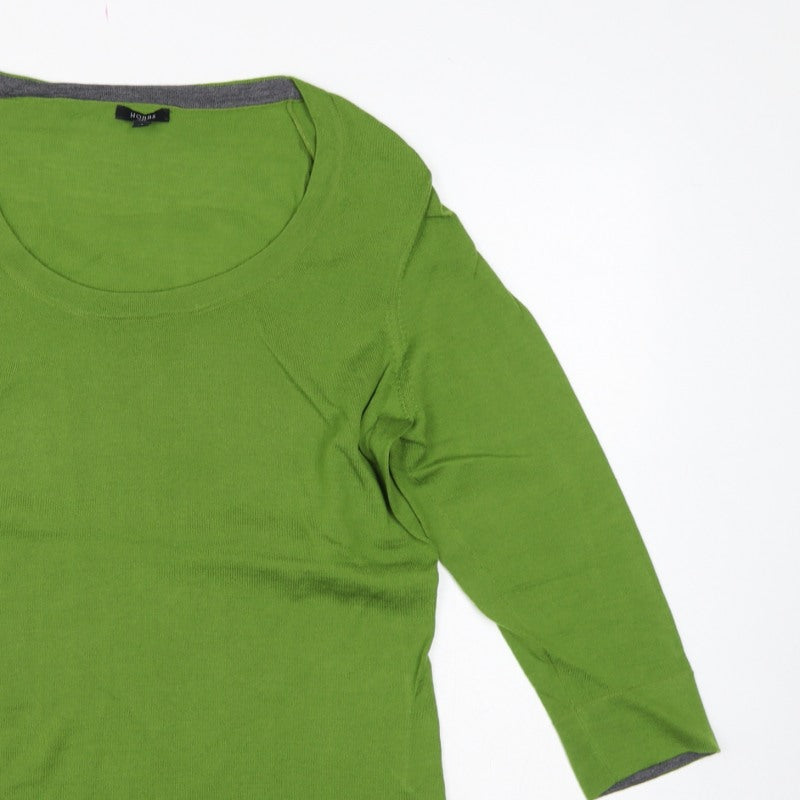 Hobbs Women Green Wool Scoop Neck Raglan Sleeve Jumper Size 18