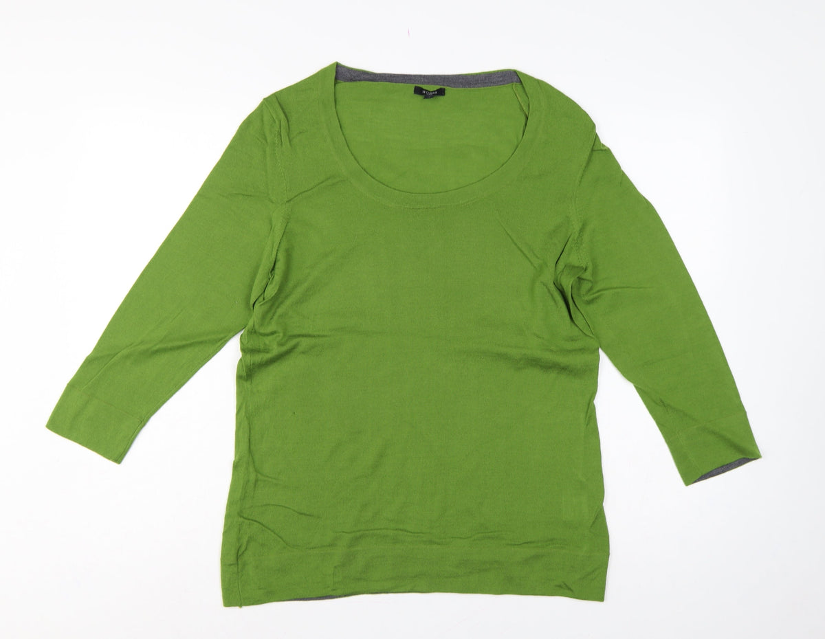 Hobbs Women Green Wool Scoop Neck Raglan Sleeve Jumper Size 18