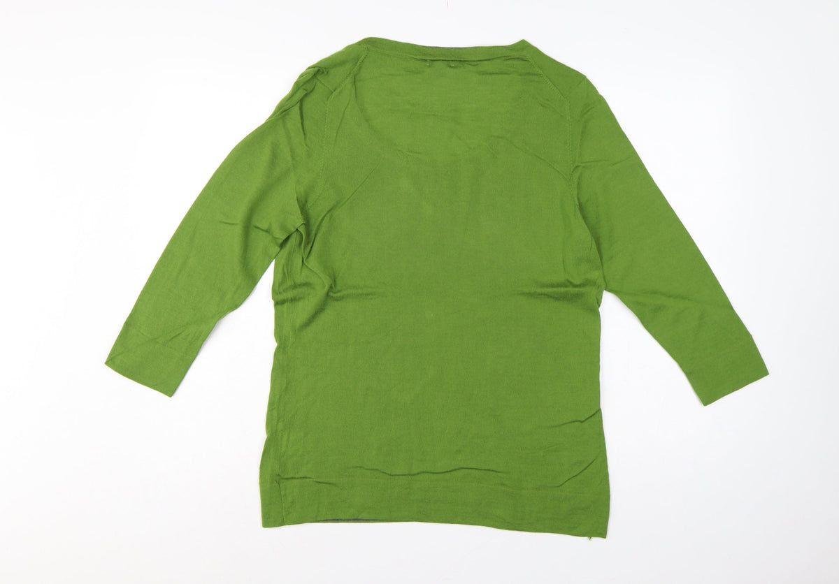 Hobbs Women Green Wool Scoop Neck Raglan Sleeve Jumper Size 18