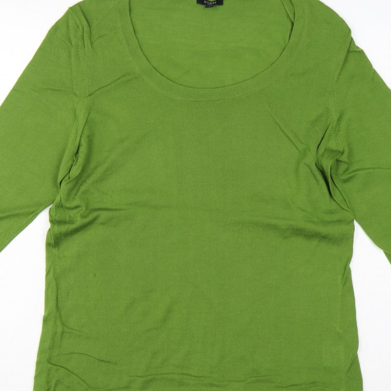Hobbs Women Green Wool Scoop Neck Raglan Sleeve Jumper Size 18