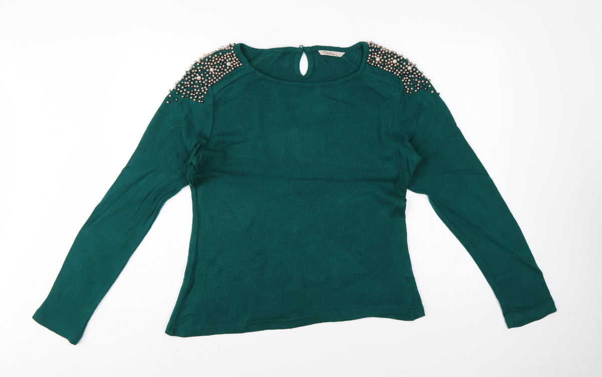Darling Women Green XL Beaded Shoulder Knit Pullover Jumper