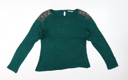 Darling Women Green XL Beaded Shoulder Knit Pullover Jumper